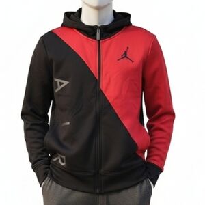 Kids‎ Jordan Therma Fit Full Zip Hoodie Jacket Red Black Air Logo Size L
